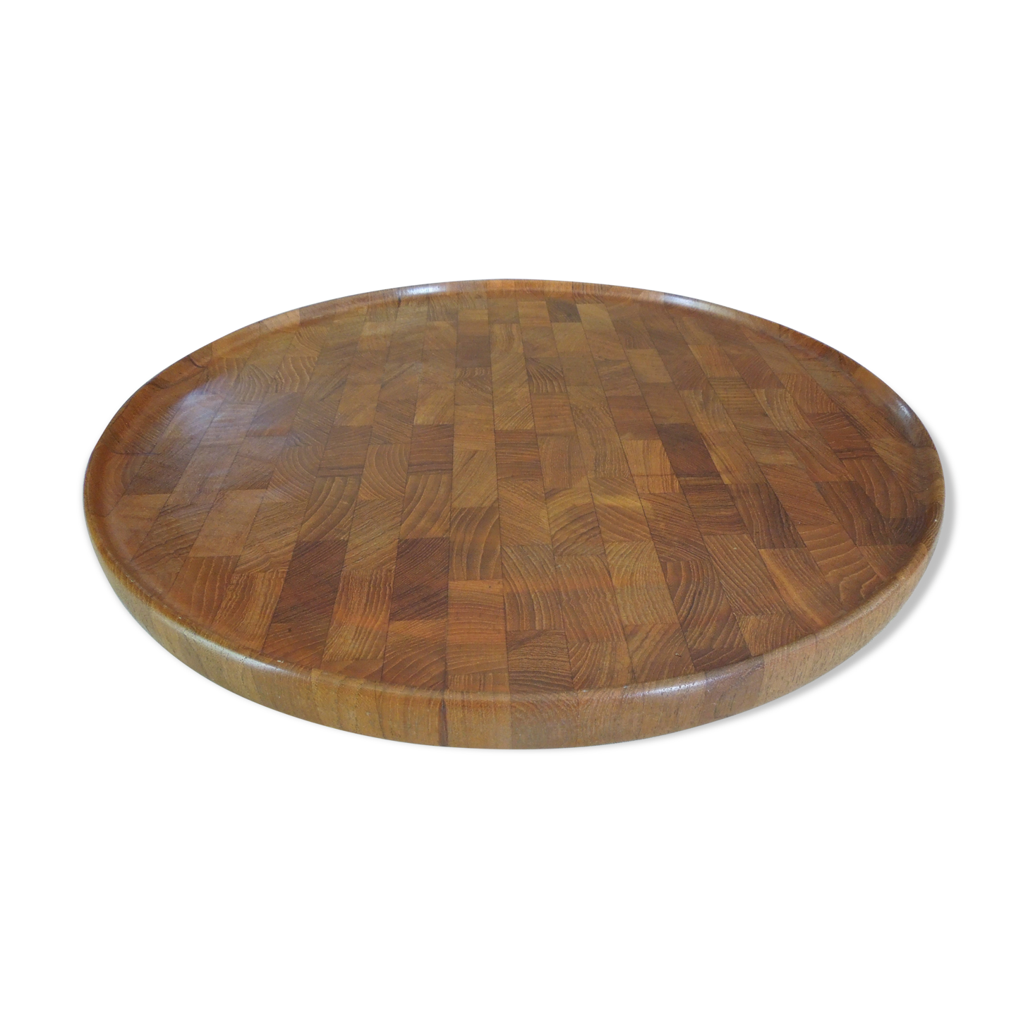Large round platter turning - design Danish teak 70s