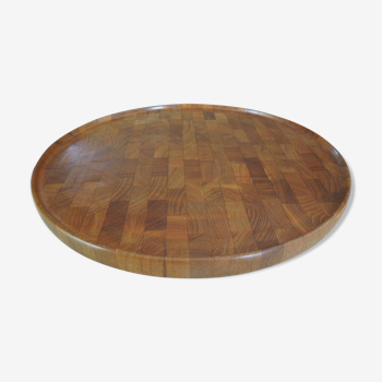 Large round platter turning - design Danish teak 70s