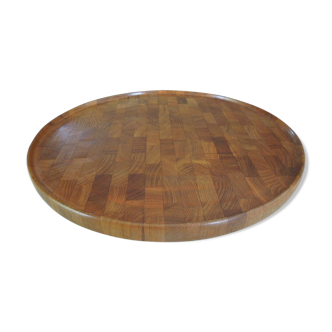 Large round platter turning - design Danish teak 70s