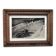 Carved wooden frame and old image "Bobsleigh in Leysin"