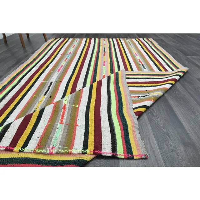 1970s Vintage Turkish Oushak Handmade Wool Cotton White Area Rug 178x289