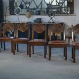 Ensemble de 6 chaises avec assises en cuir par Étienne Kohlmann 1960’s
