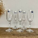 5 small Bohemian crystal flutes