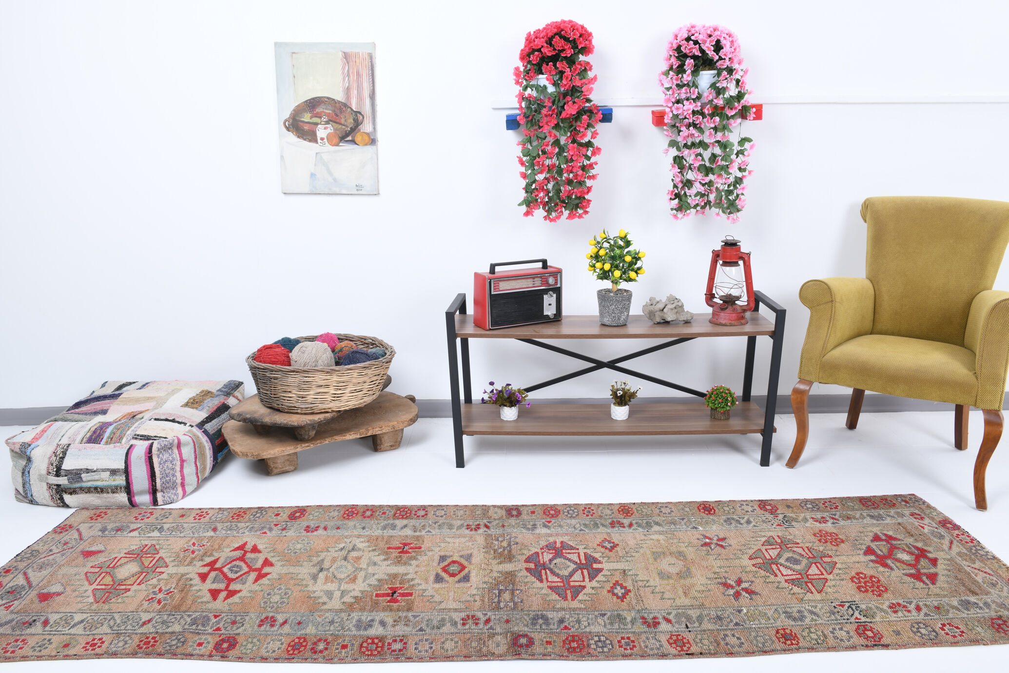 3x10 Turkish vintage runner rug, 80x292cm