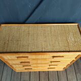 Small chest of drawers in rattan and bamboo