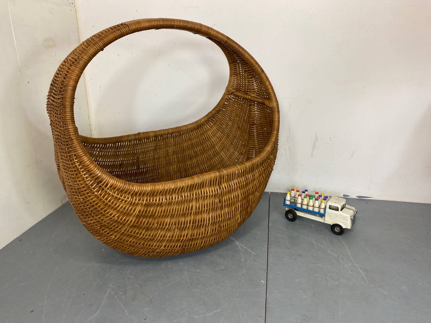Vintage Wicker and Bamboo Basket Baby Bed  Netherlands, 1960s