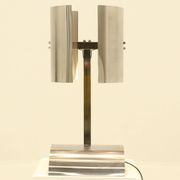 Rare Table Lamp in Stainless Steel by J. Bouvier, France, 1970s