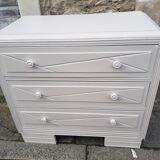 Commode vintage table à langer blanc poudré
