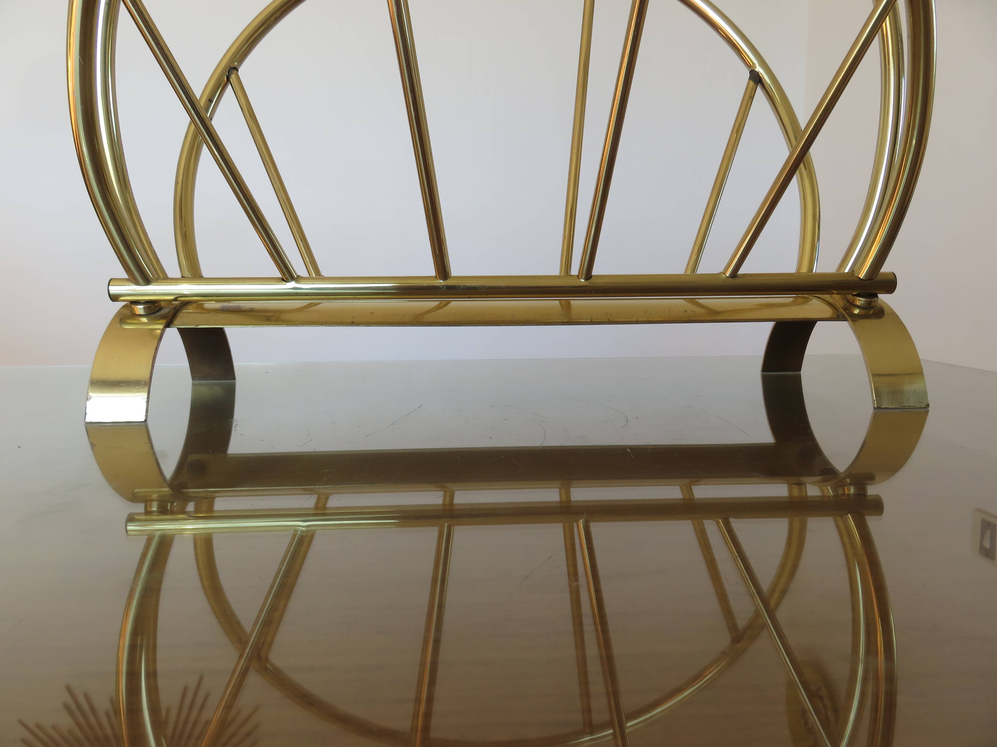 Golden brass magazine rack, Italy, 1950