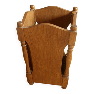 1960s Vintage - elegant wooden (oak) umbrella stand with plastic insert