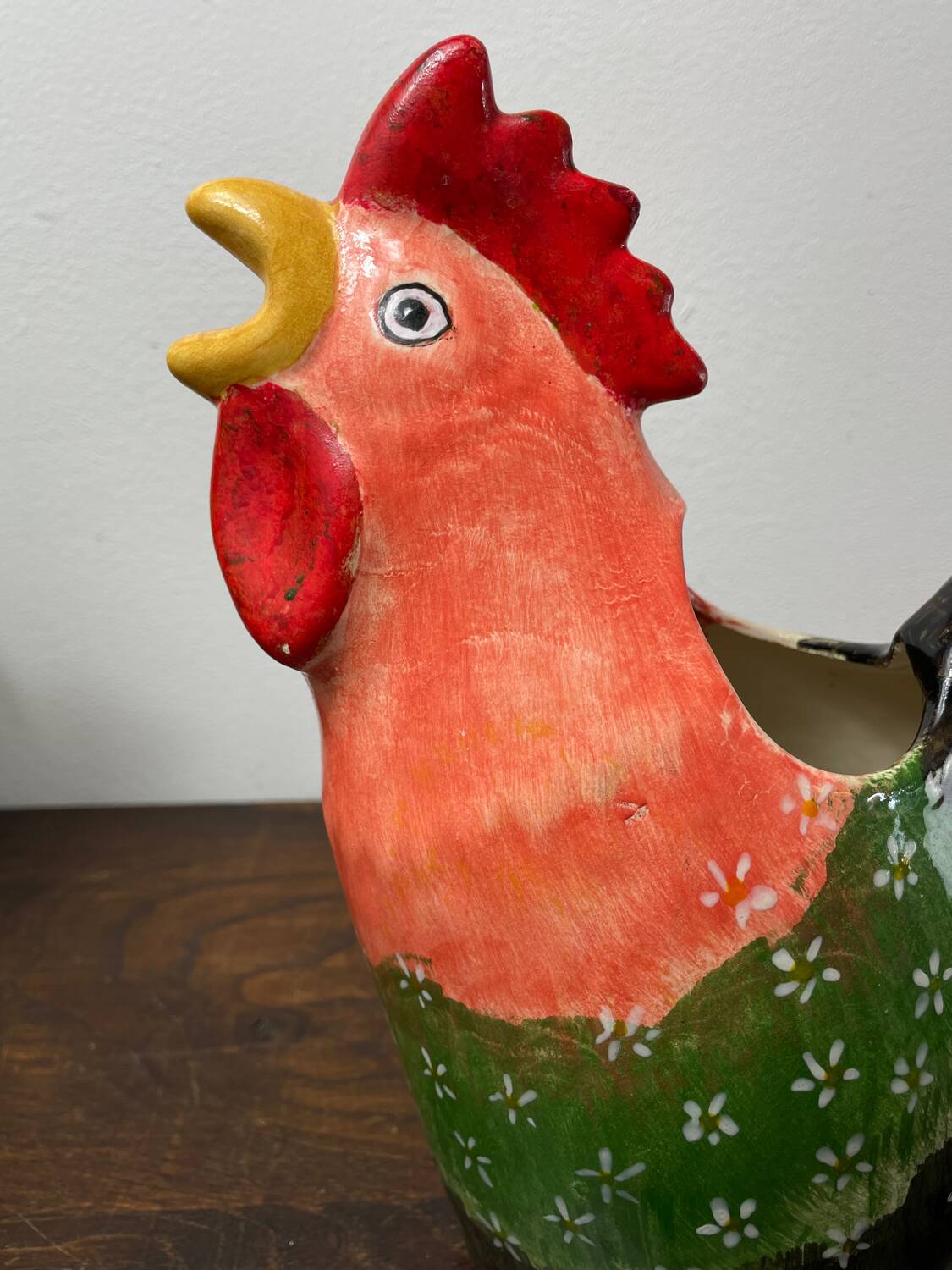 Ceramic rooster pitcher