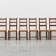 Set of 6 rustic oak ladder-back chairs with rush seats, France, 20th centur