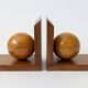 Pair of vintage bookends with polished wooden balls, Art Deco style