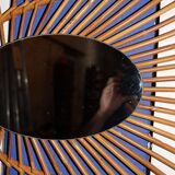 Oval rattan mirror