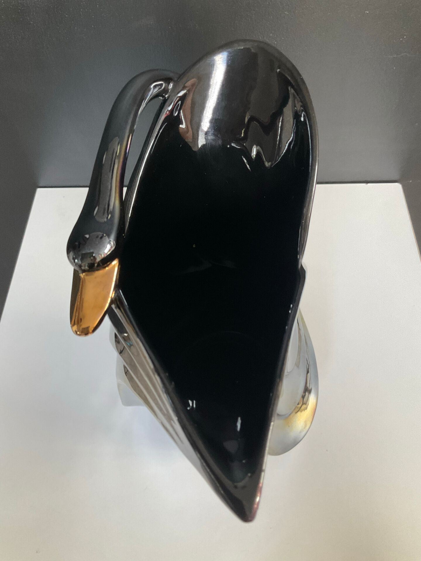 Iridescent ceramic pitcher from Bassano, Italy, from the 1970s.