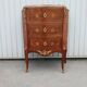 Commode galbée 3 tiroirs en marqueterie et plateau en marbre