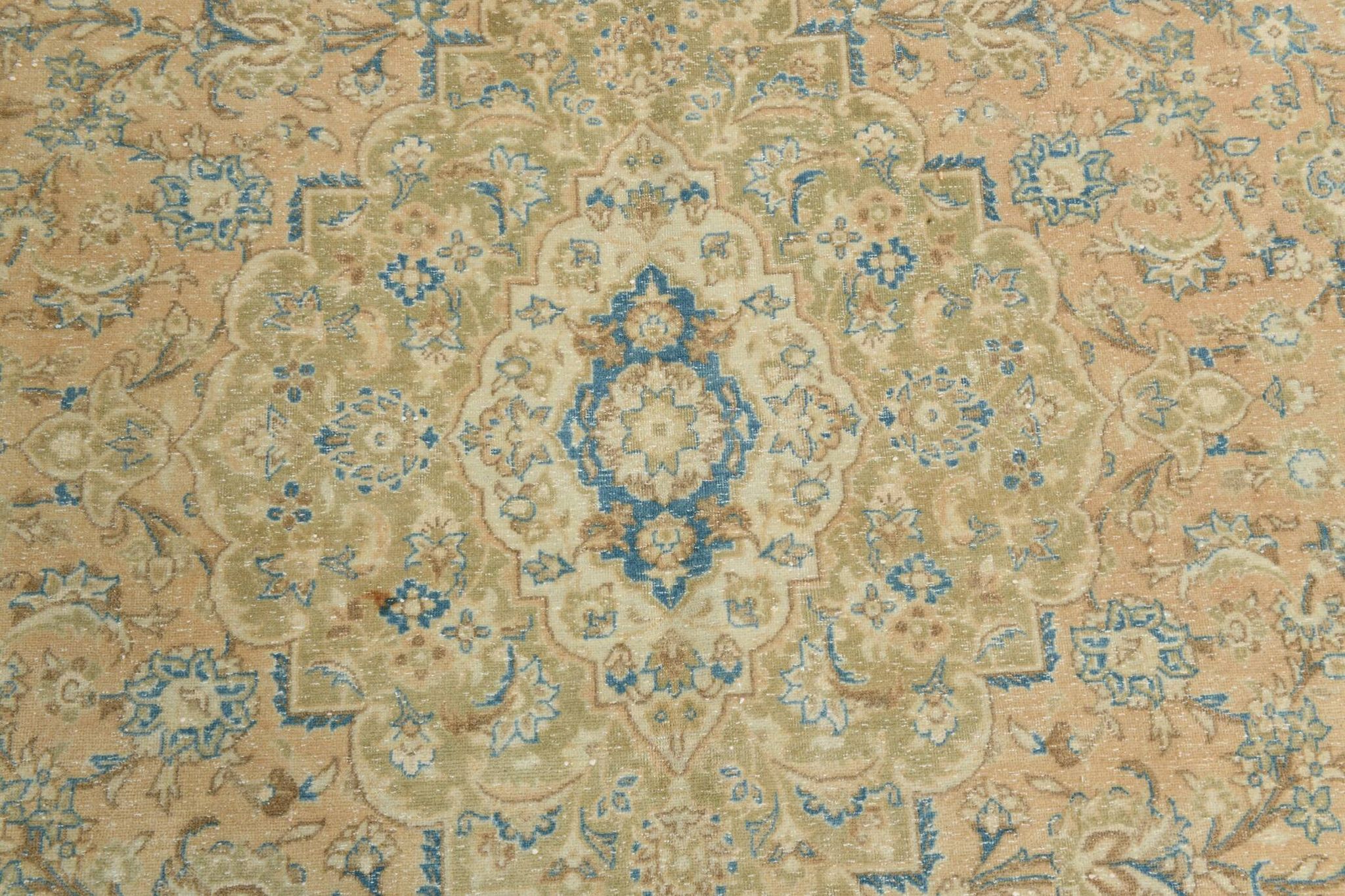 Sky Blue Hand Knotted Antique Vintage Persian Tabriz Rug, 293x407 Cm