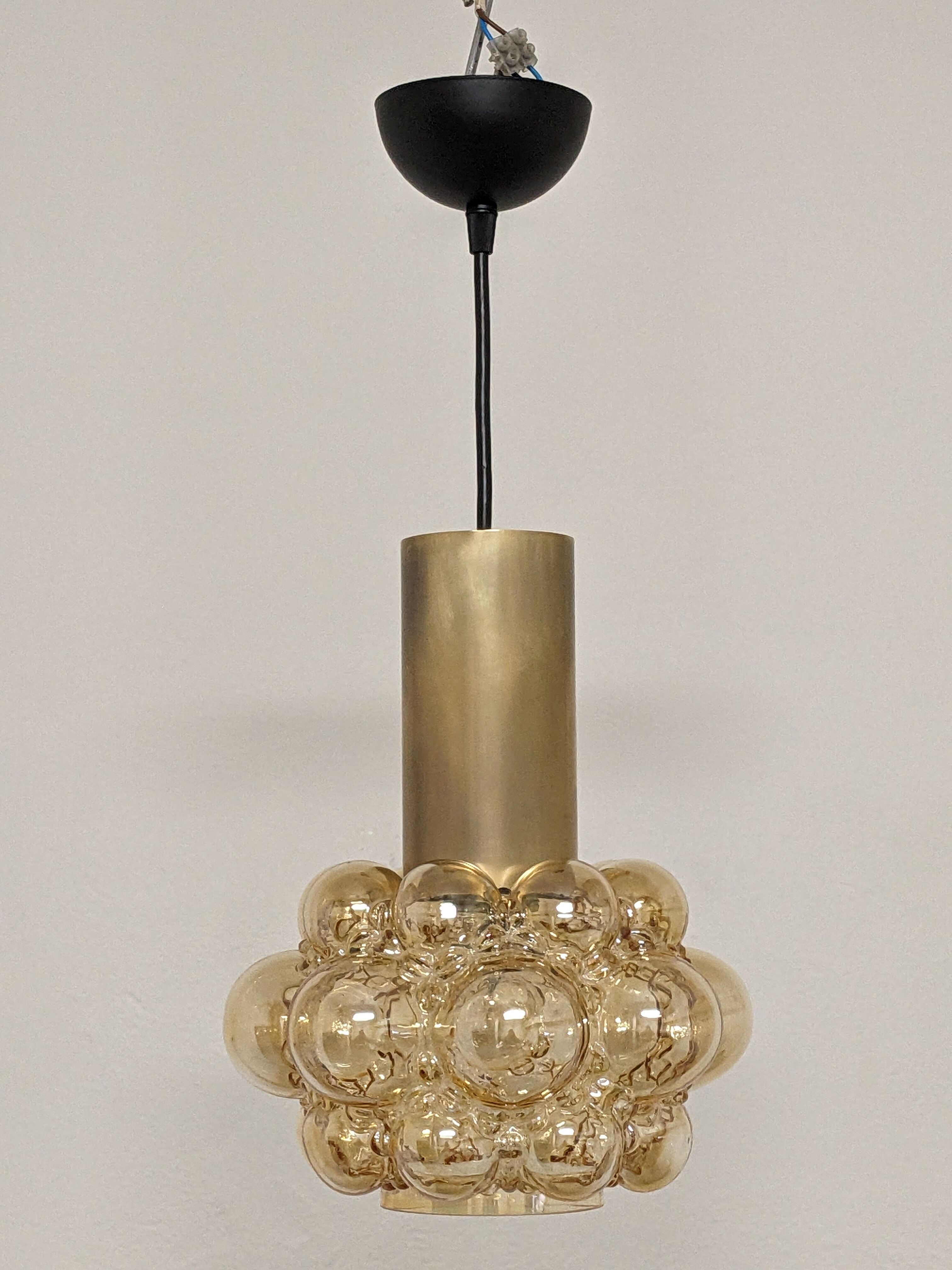 Amber bubble pendant lamp by Helena Tynell for Limburg 60s/70s