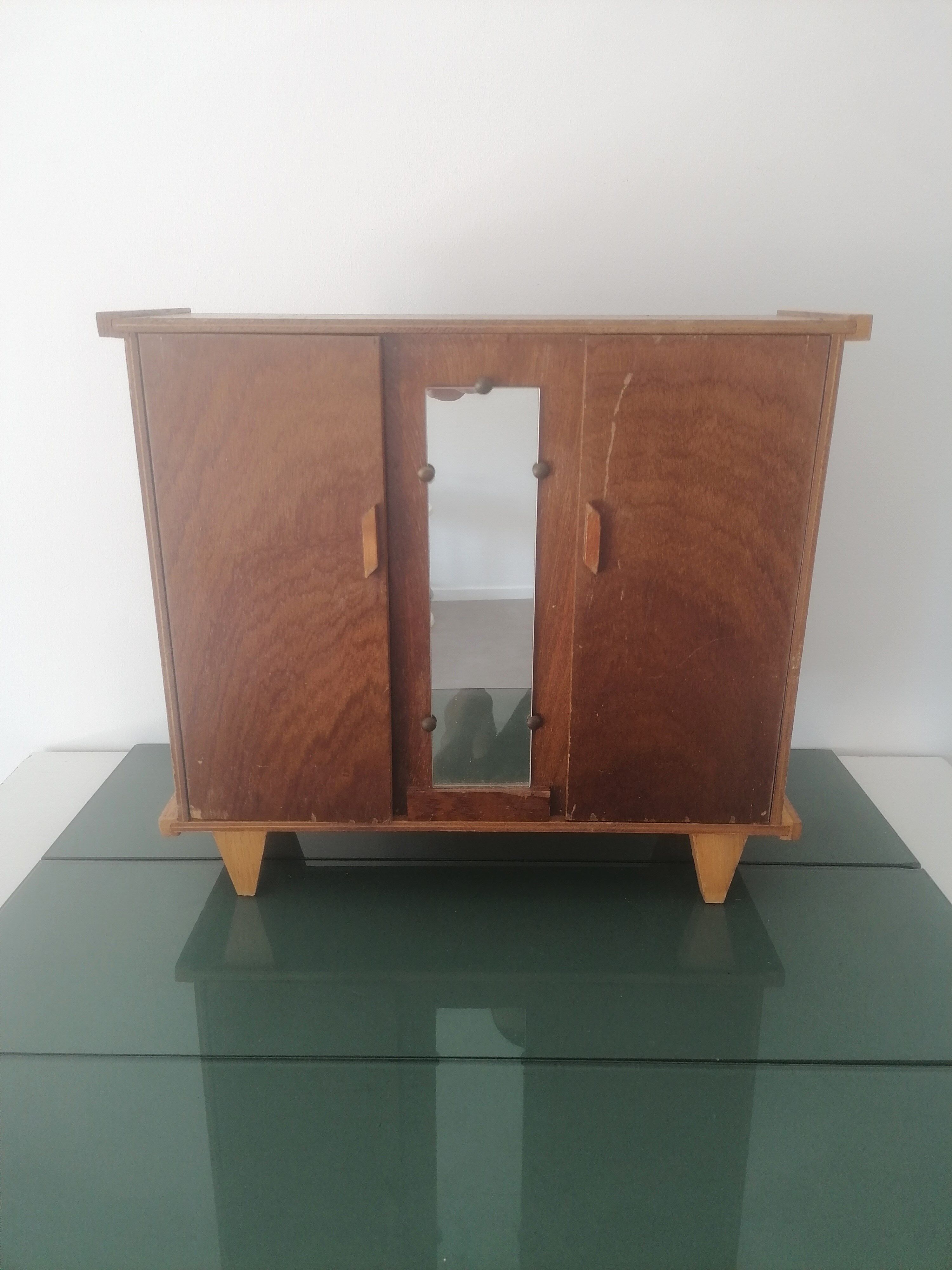 Old wooden doll cabinet 50/60s