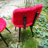 Pair of chairs "moumoute" red 70's