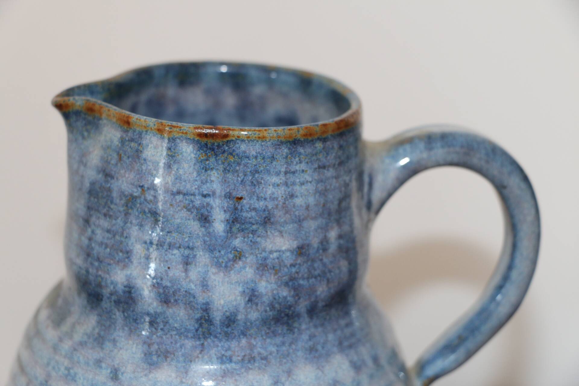 Blue enamelled stoneware pitcher 220mm