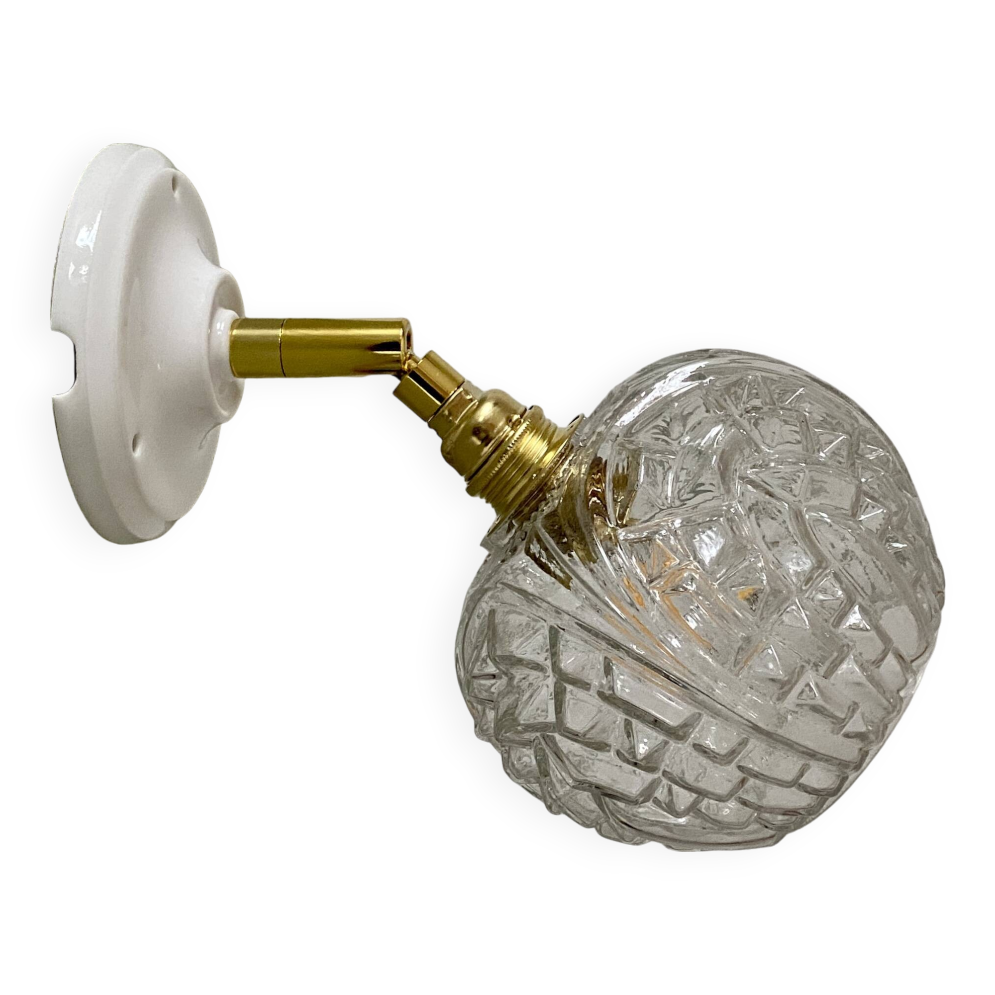 Vintage moulded glass globe wall light