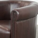 Club Armchair in Very Good Condition Made of Cowhide in English Style