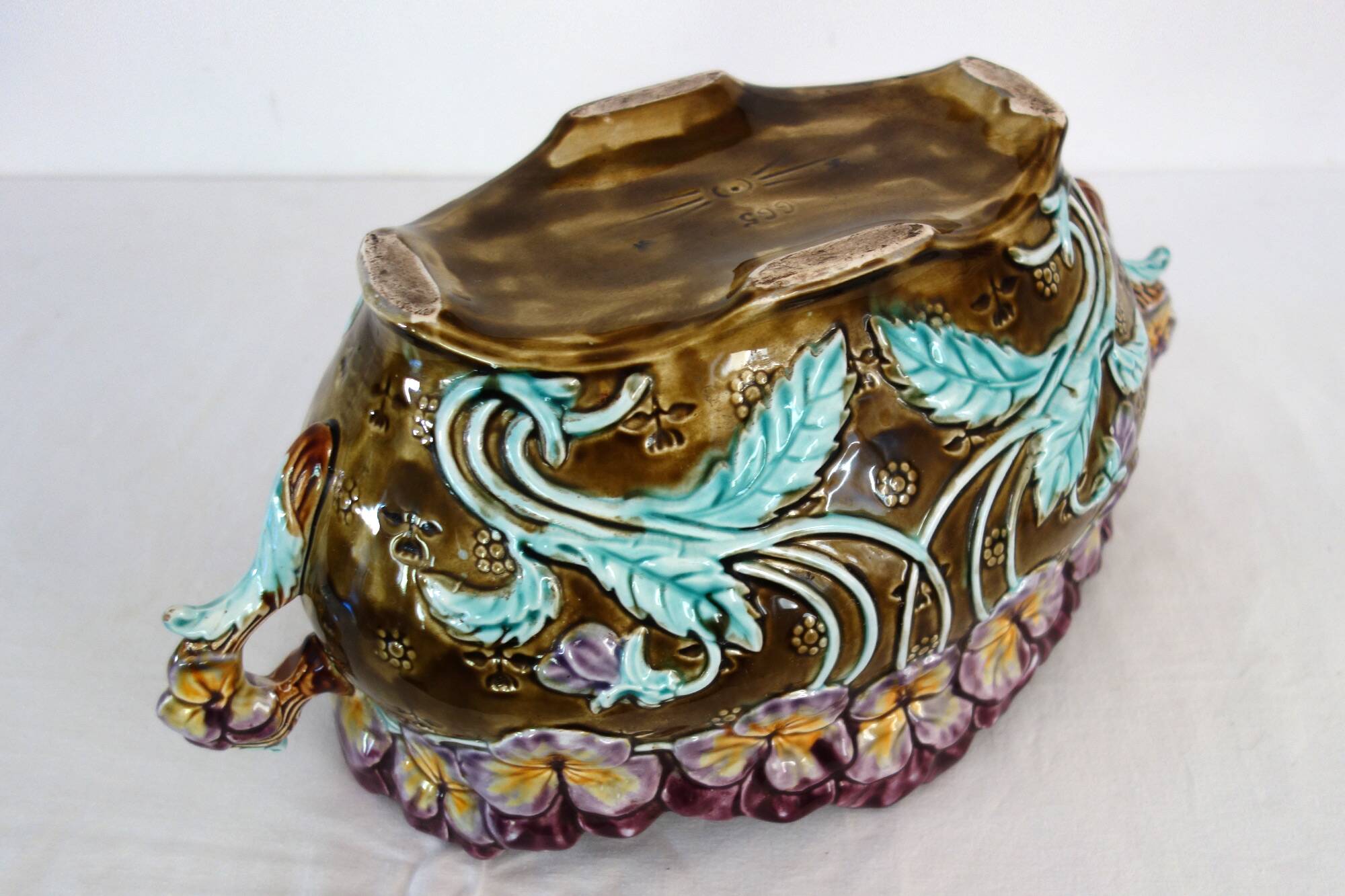 Large planter cache pot borbotine Onnaing art nouveau