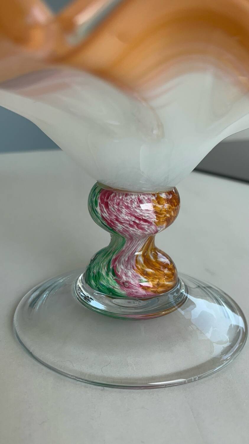 Vintage Murano glass wavy multicoloured centrepiece bowl