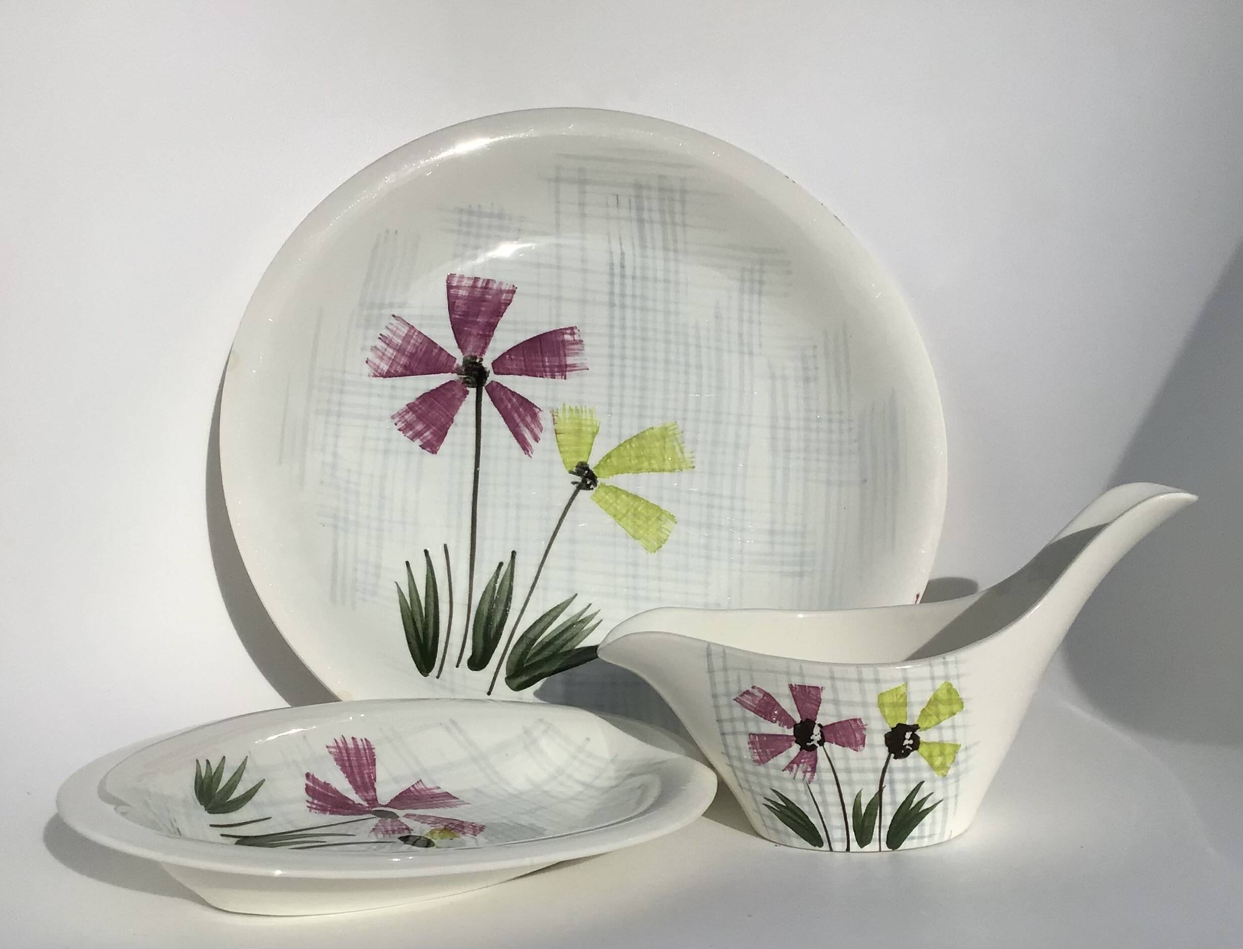 Digoin dishes and gravy boats, Floréal 60's model