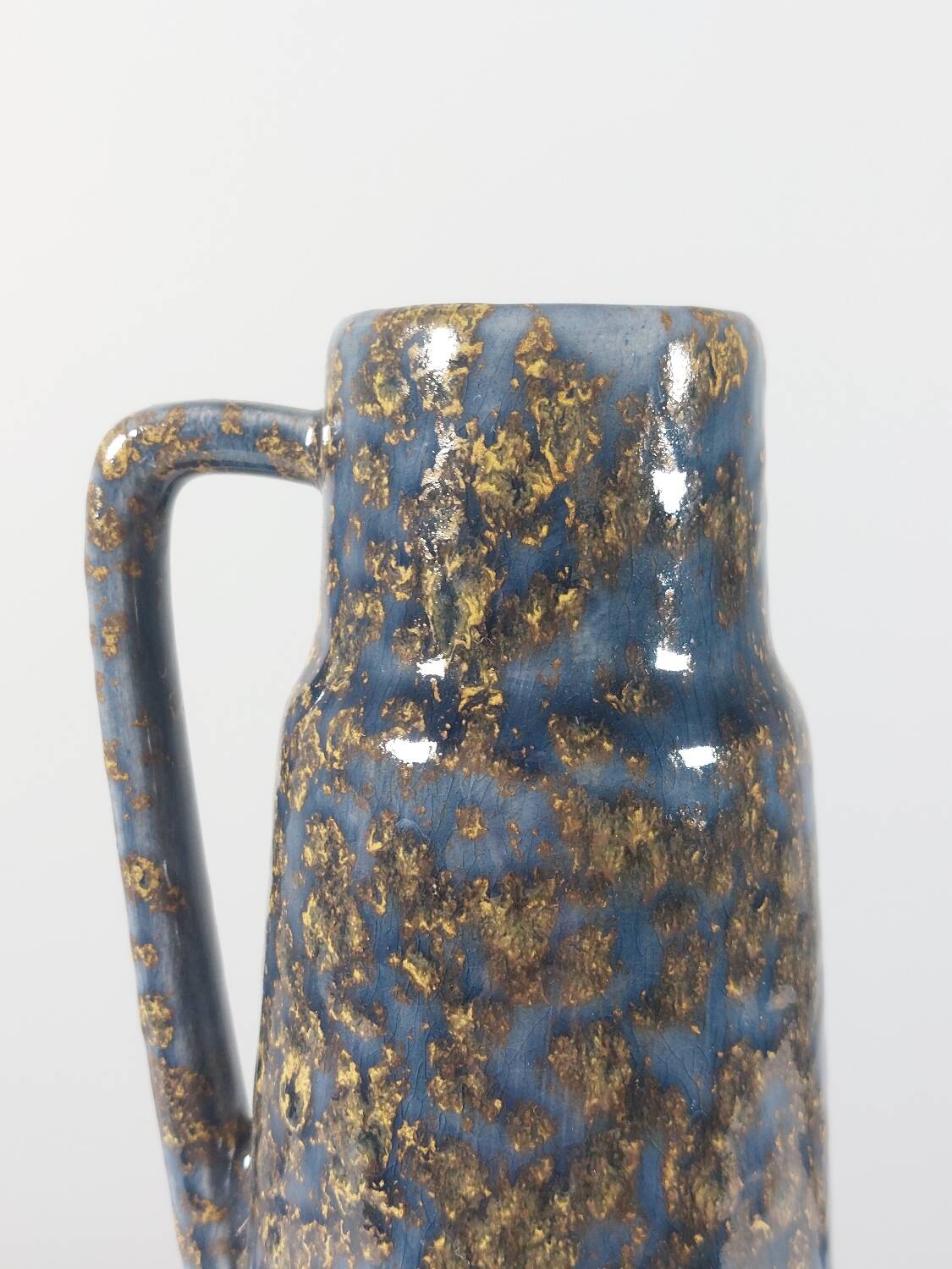 Vintage grey and gold ceramic vase from the 1950s, studio, West Germany.