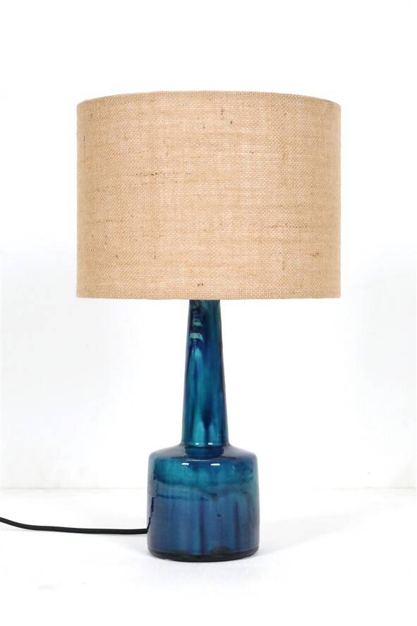 Rare Jørgen Holstein ceramic table lamp / mid-century Danish modern design / lamp / turquoise / 1960s / 1970s