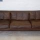 Vintage danish mid-century 3 person brown leather sofa by illum wikkelsø model v11