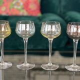 7 vintage iridescent foot glasses