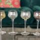 7 vintage iridescent foot glasses