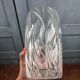Grand vase vintage en verre moulé transparent
