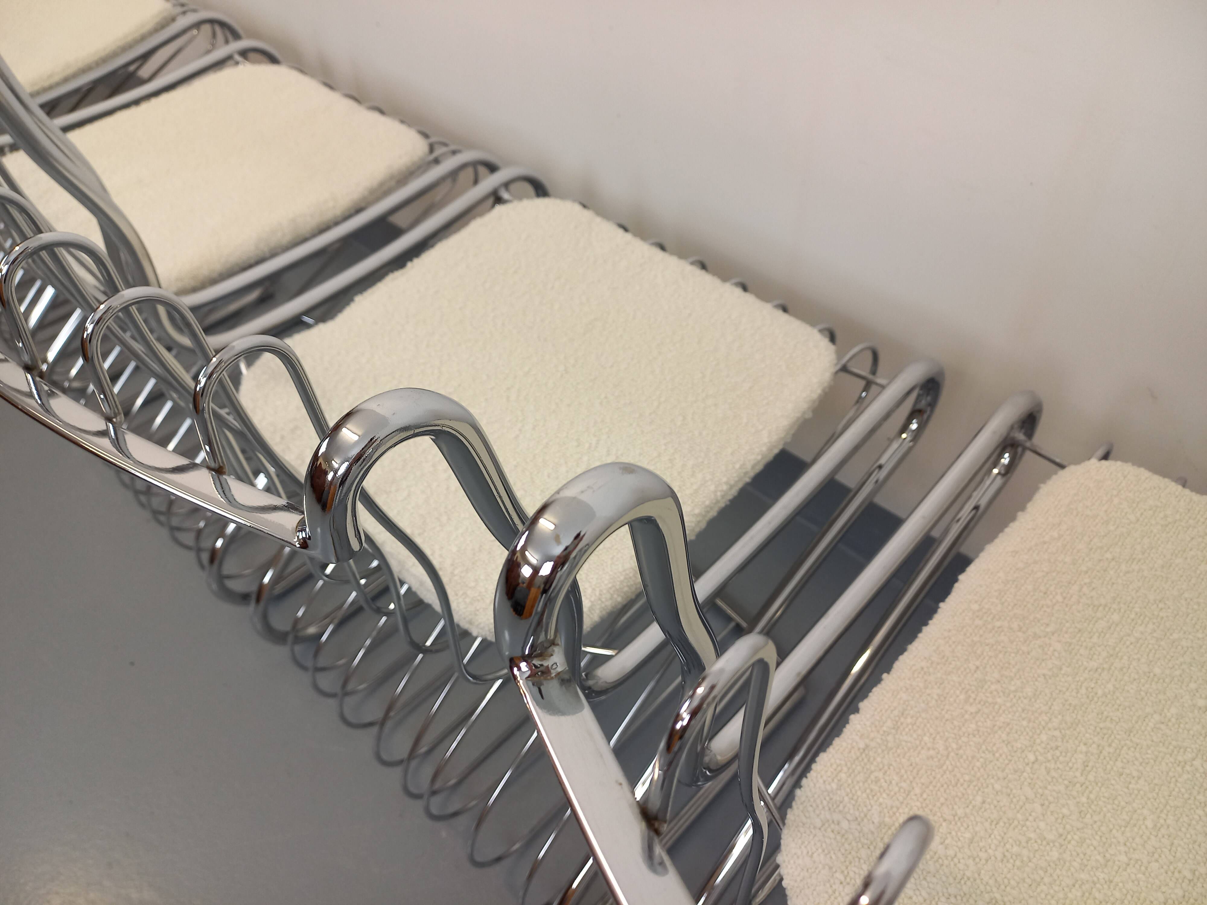 Set of 4 vintage Italian chairs by Gastone Rinaldi in chrome metal.