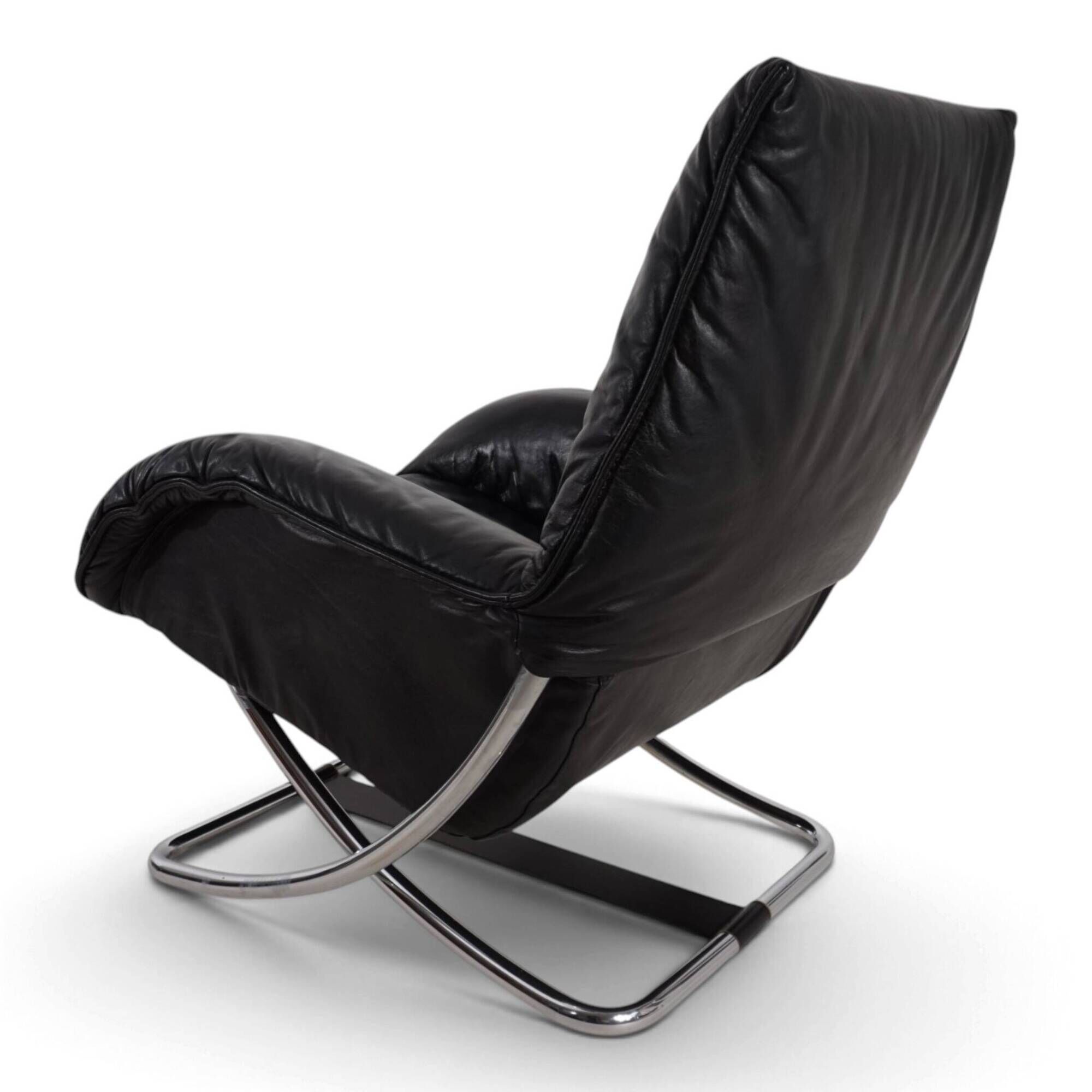 WK Möbel leather lounge chair with ottoman by Robert Haussmann, 1970
