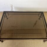 Coffee table set and wrought iron sofa end