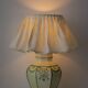 Spanish Revival Table Lamp in Green Ivory Crackle Ceramic, New Linen Shade