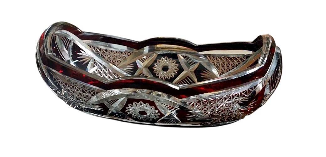Ruby red Bohemian crystal bowl from the mid-1900s.