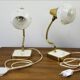 Set of 2 Vintage Mid-Century Table Lamps With Brass Stems And White Shades