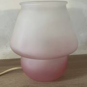 Pair of frosted pink glass mushroom lamps