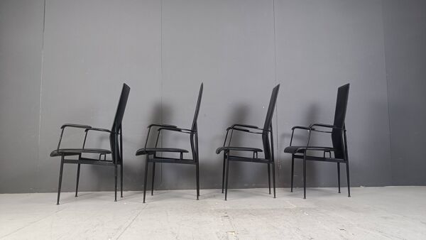 Chaises de salle à manger vintage S44 de Giancarlo Vegni pour Fasem, lot de 4, années 1980