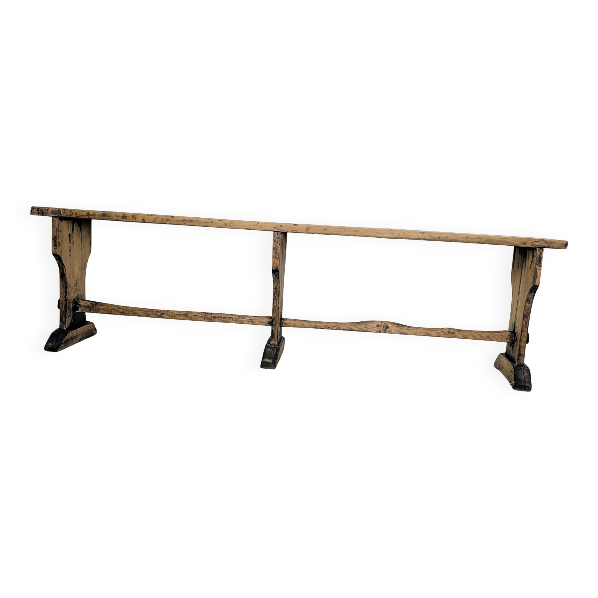 Old farmhouse bench in raw wood