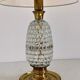 Italian mid-century table lamp with brass and creased murano glass