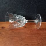 6 large champagne glasses vmc reims "champagne" pattern vintage france