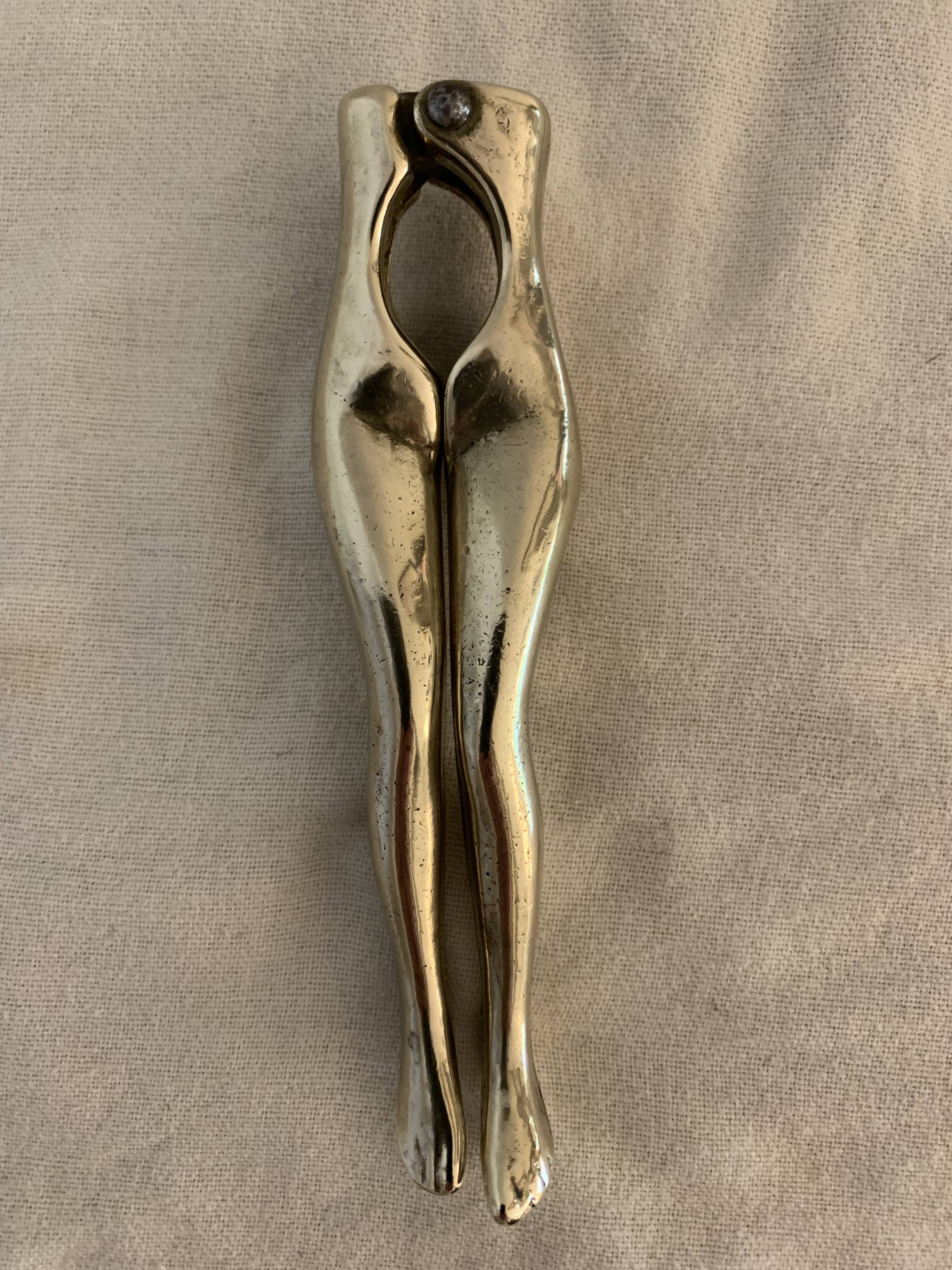 Pair of nutcrackers or anthropomorphic hazelnuts in bronze