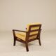 Pair of vintage curved beech armchairs, refurbished – Corduroy fabric