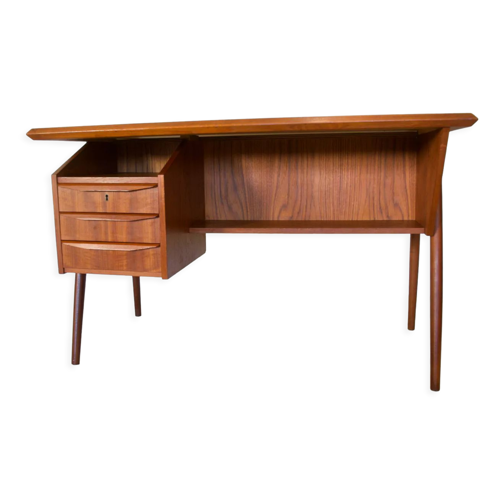 Danish Teak Desk By Gunner Nielsen for Tibergaard